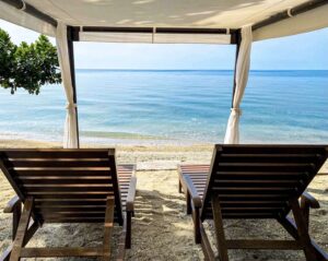 palm beach cottage with a sea view